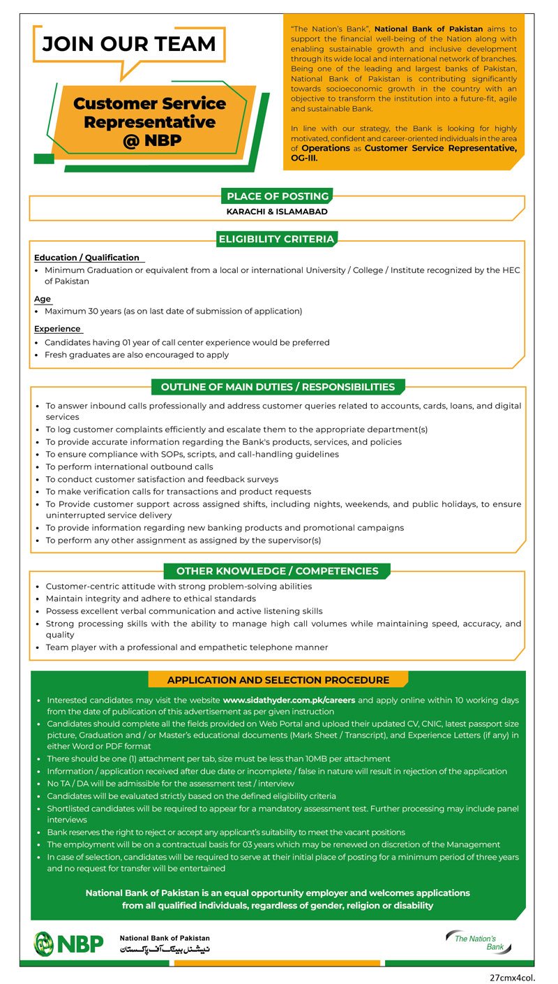 NBP Jobs 2026 Advertisement 